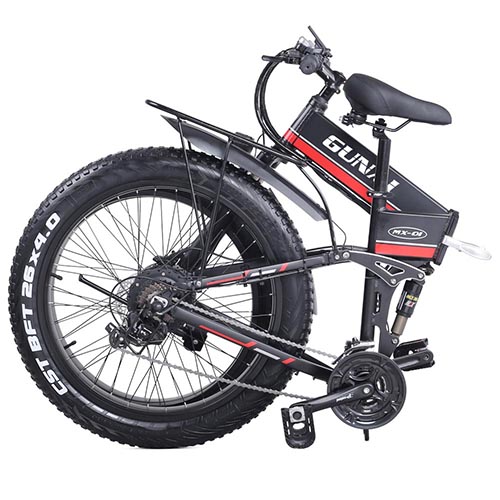 Gunai Electric Snow Bike 48V 1000W 26 inch Fat Tire Ebike with Removable Lithium Battery and Suspension Fork