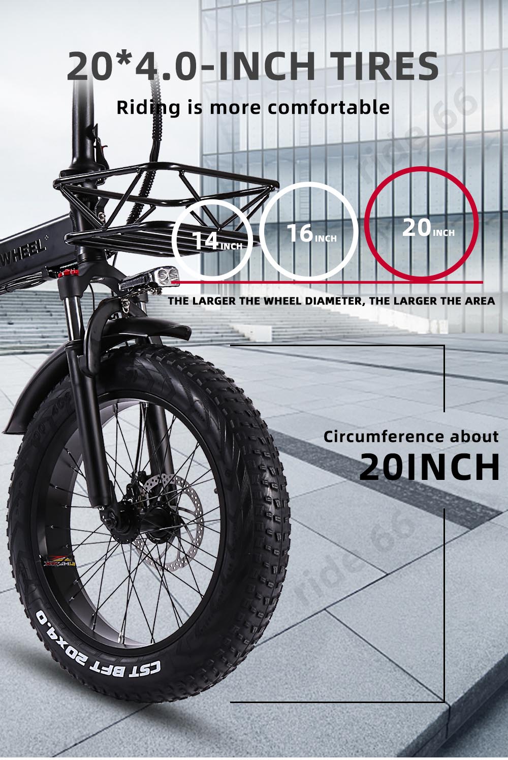 Ride66 R8 Vélo électrique Pliant VTT 20 Pouces Fatbike 15Ah Batterie  Autonomie 50km Pour Homme Femme Adulte : : Sports et Loisirs